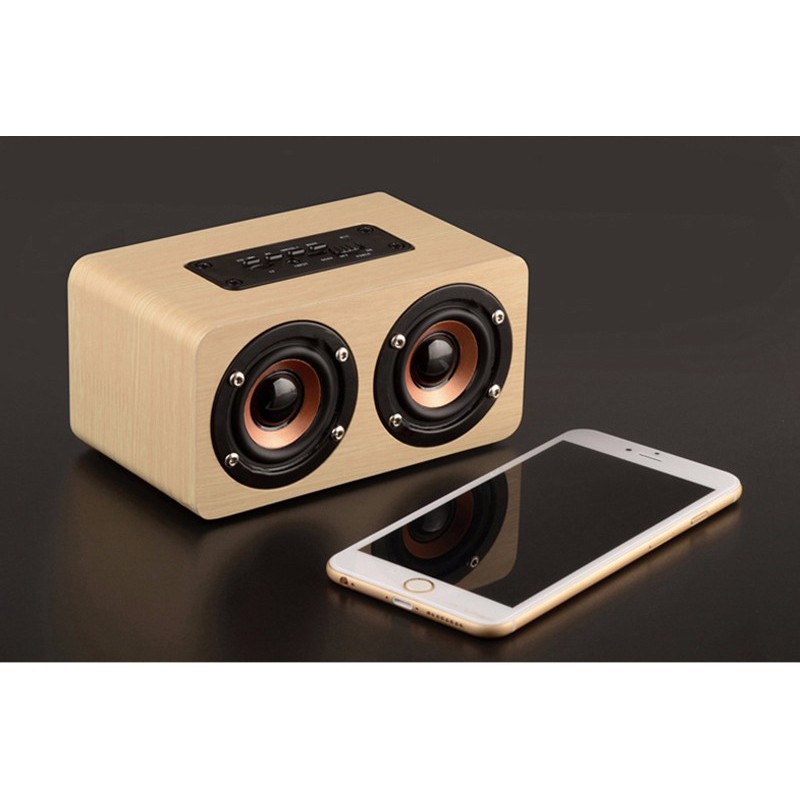 Speaker Retro Minimalis Bluetooth Kayu Super Bass Memory Card slot AUX Jack Audio Double Speaker W5 aktif mdf stereo