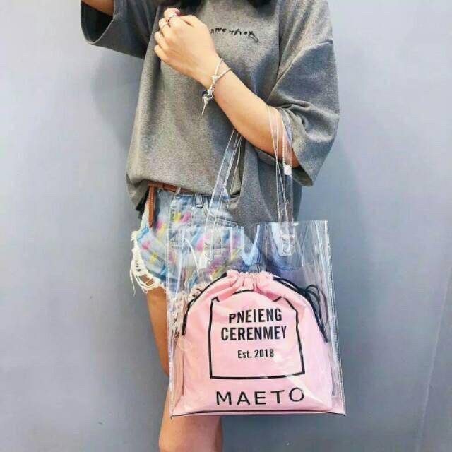 ready Tas Tote Bag Transparan Mika MAEetoo