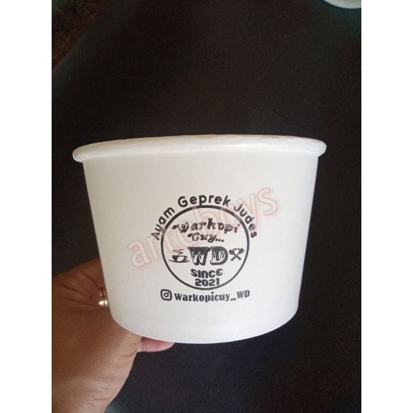 PAPER BOWL 650ML PLUS TUTUP PLUS SABLON DESAIN BEBAS