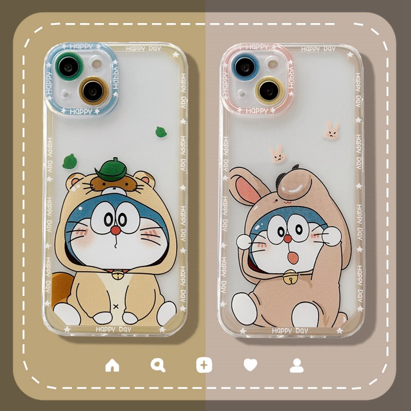 Angel Eyes Doraemon TPU Clear Lens Melindungi Soft Case ip iPhone 7 8 14 + Plus X XR XS Max 11 12 13 Pro Max SE 2020 Casing Samsung Galaxy S23 Ultra Plus A14 A34 A54 5G
