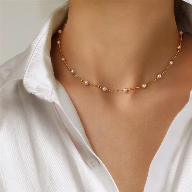 Kalung Choker Rantai Manik-Manik Mutiara Untuk Wanita