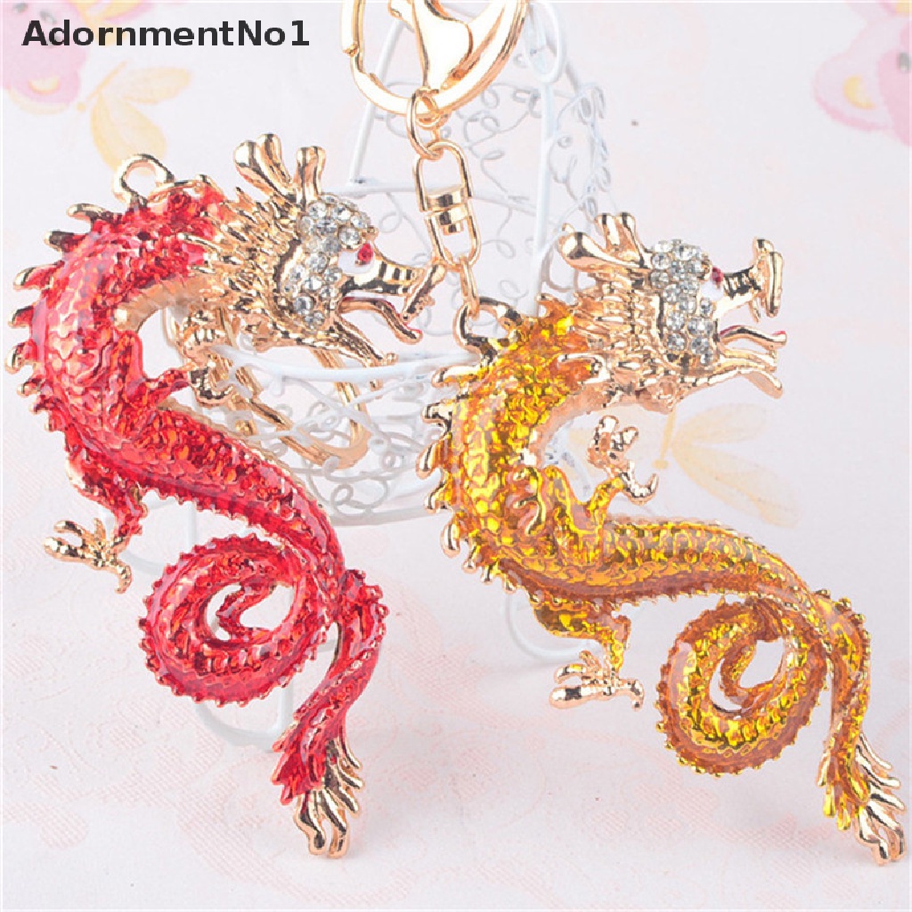 (AdornmentNo1) 1pc Gantungan Kunci Desain Naga Hias Mutiara + Kristal