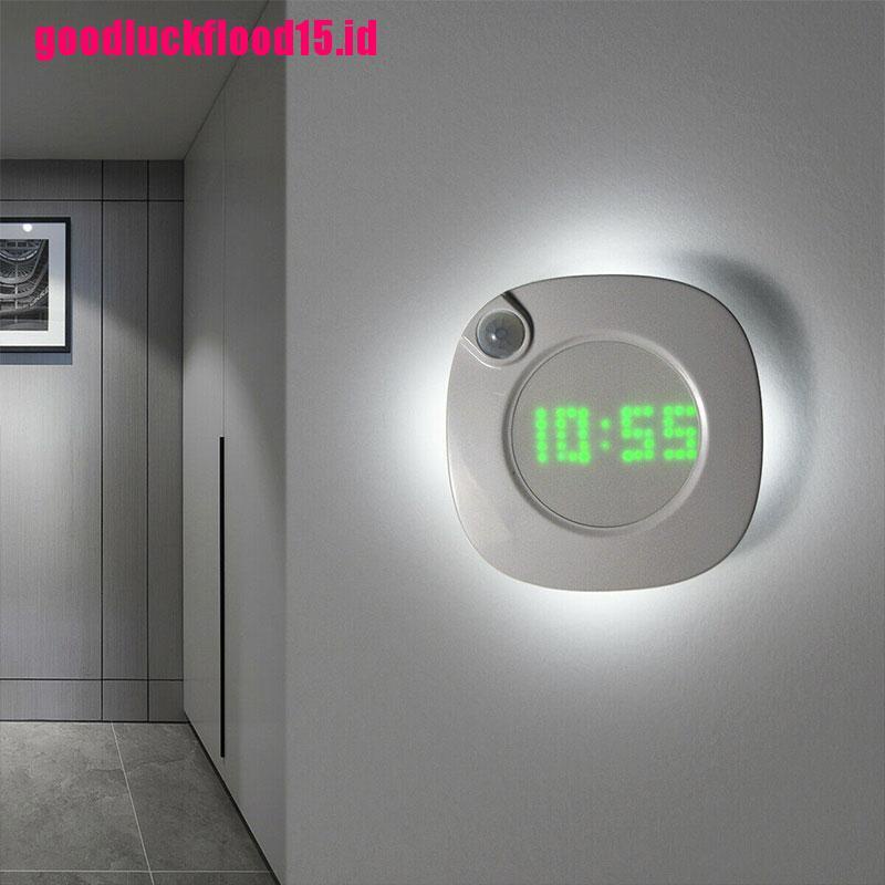 {LUCKID}LED Digital Time Wall Clock With PIR Motion Sensor Night Light Home Clock Lamp