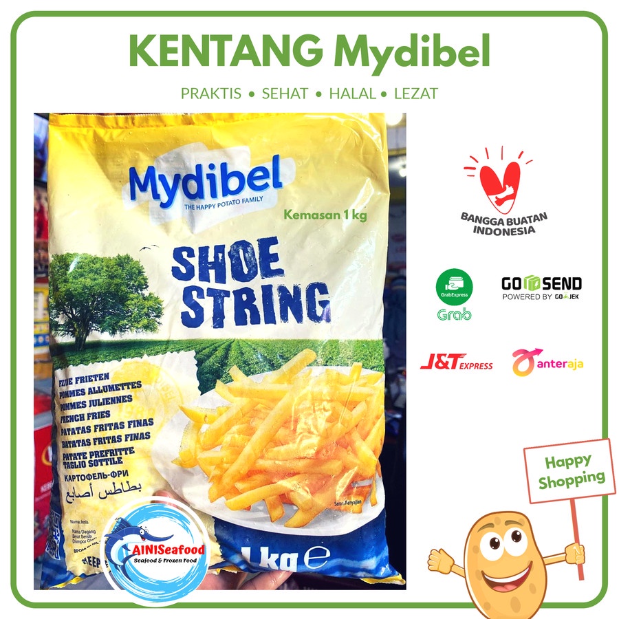 

Mydibel Home kentang goreng french fries crinkle shoestring Premium beku frozen 1000 gram