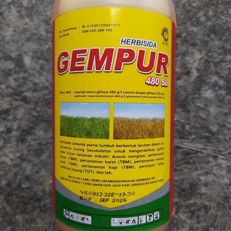 Herbisida GEMPUR 480SL Glifosat 480sl Kemasan 1 Liter Original Herbisida Sistemik Basmi Gulma Membandel