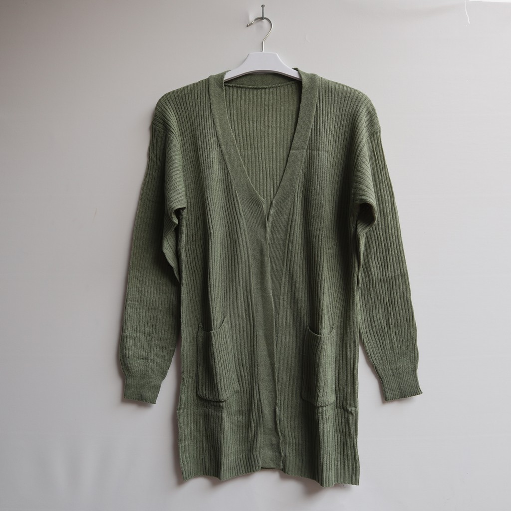 LONG CARDY RAJUT WANITA / OUTER CARDY / CARDIGAN POLOS / OVERSIZE CARDY-HIJAU MINT