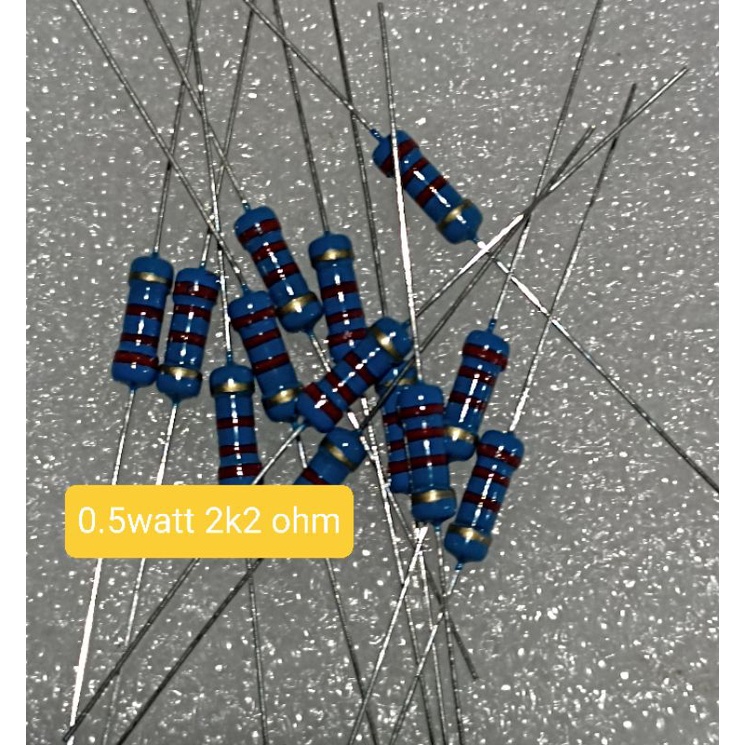 10BUAH RESISTOR 0.5WATT 2K2 OHM RESISTOR 0.5 WATT 2K2OHM SETENGAH WATT 2K2 OHM 1/2 watt 2k2 ohm