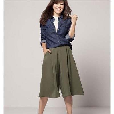  Uniqlo  GU Culotte Gaucho celana  Kulot Midi pendek  Shopee 