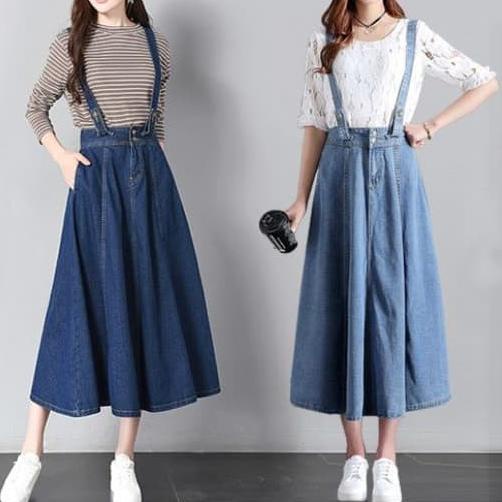 Hyekyo Denim Overall Skirts (#6085)/Rok Panjang/Rok Kodok/Rok jeans