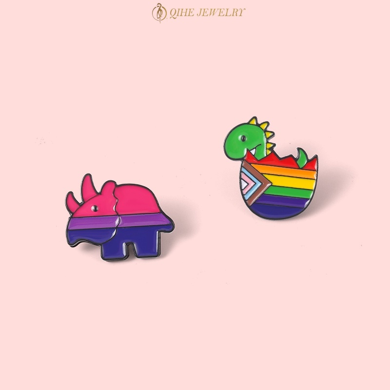 Bros Pin Desain Hewan Badak Warna Pelangi Untuk Hadiah Teman