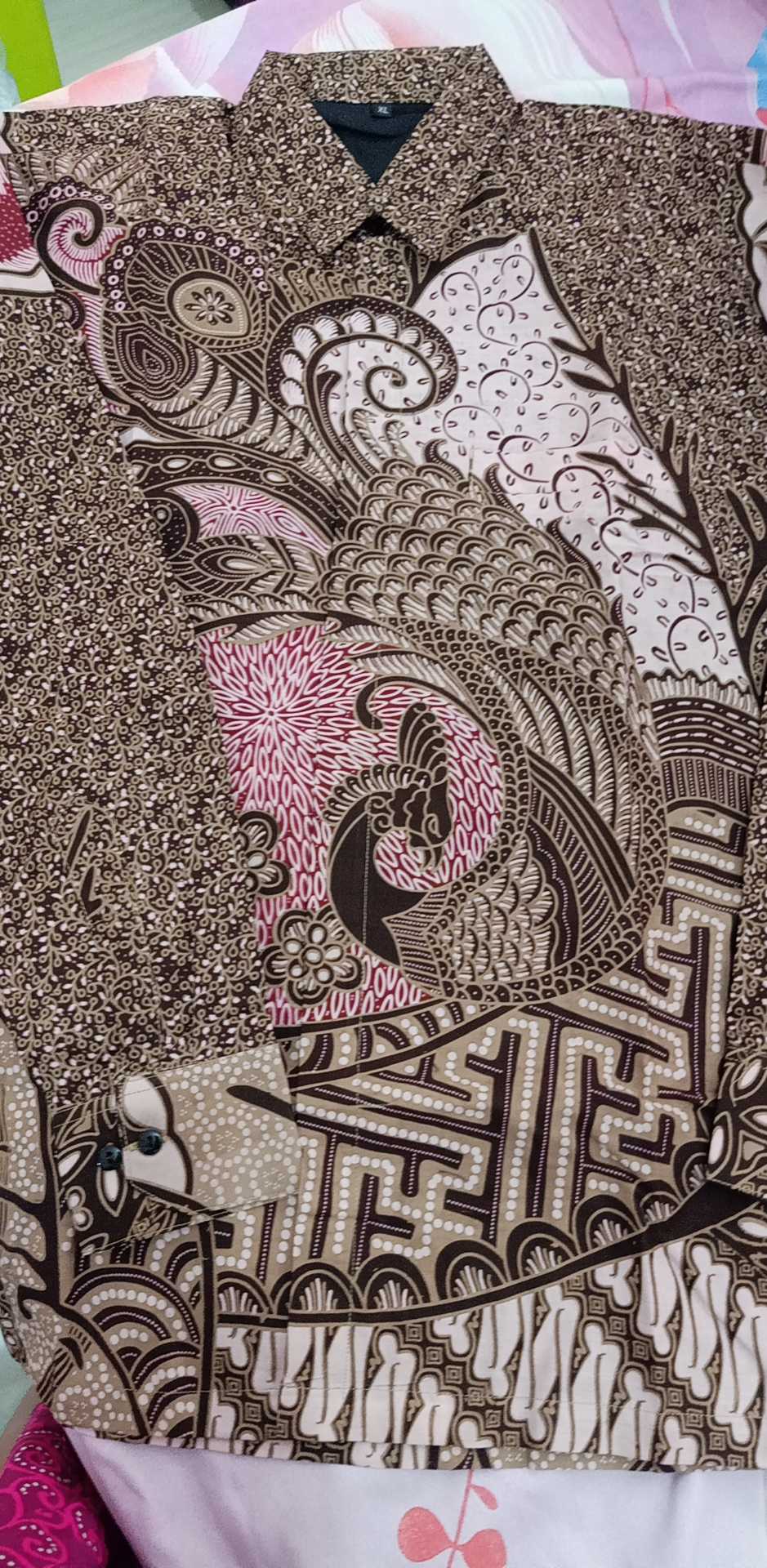 Minulya Ndolop Pink Kemeja Batik Pria Lengan Panjang Lapis Furing