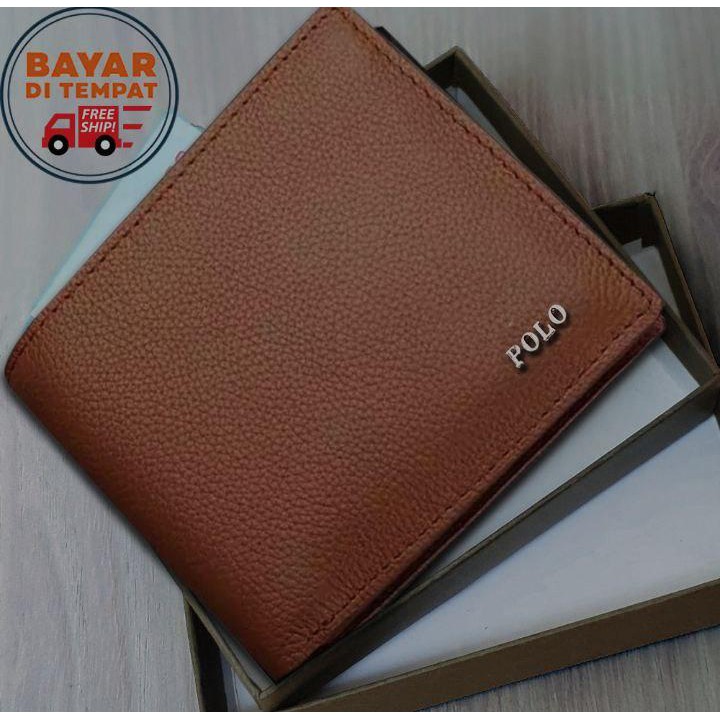 Dompet Kulit, Dompet Pria Polos Multicard Logo Random + BOX Free