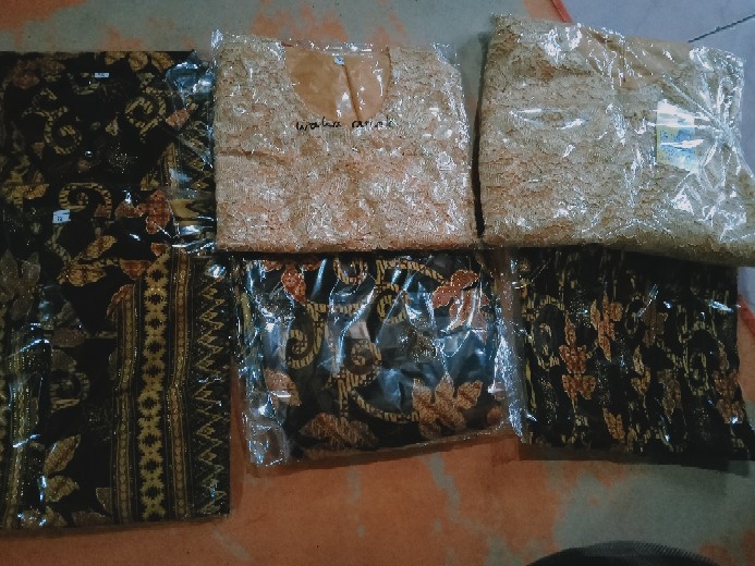 Wm>couple Keluarga Batik Motif Daun Pepaya Gold Couple Batik Kemeja Batik Rok Plusket Murah