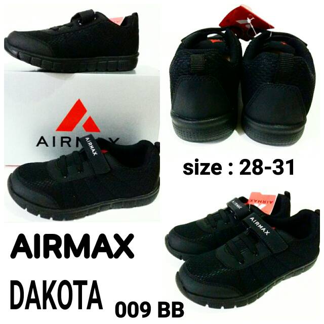 Sepatu sekolah anak junior full black Airmax Dakota 009 BB murah dan terbaru sepatu sekolah kreketan