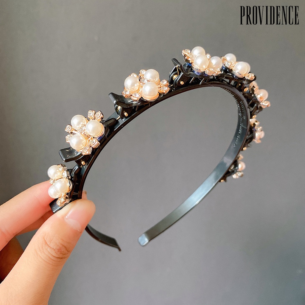 Providence Faux Pearl Eight Small Clips Headband Resin Double Layer Non-slip Bangs Clip Hair Hoop Hair Accessories