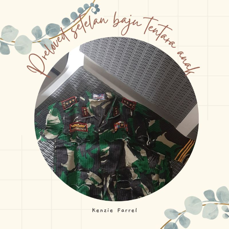 BAJU SERAGAM ANAK TNI ANAK LORENG KOSTUM SETELAN TNI AD TENTARA size 3 preloved