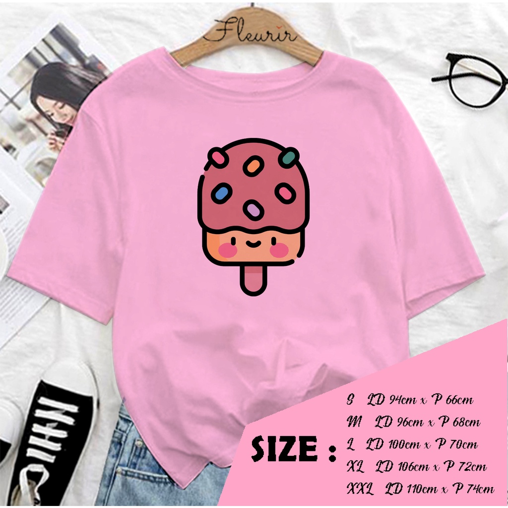 FLEURIR - COD KAOS WANITA POPSICLE PRIA REMAJA DEWASA UNISEX TSHIRT JUMBO