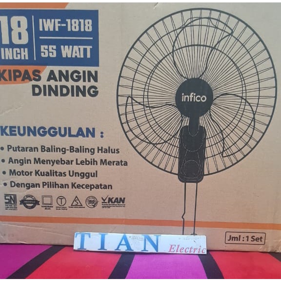 INFICO IWF-1818 Wall Fan / Kipas Angin Dinding 18 Inch