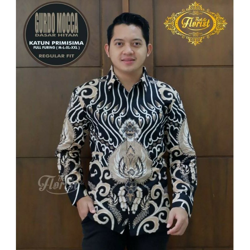 Kemeja Batik Exclusive Warna Mocca Batik Pria Warna Moka Kemeja Batik Panjang Warna Mocca GURDO MOKA