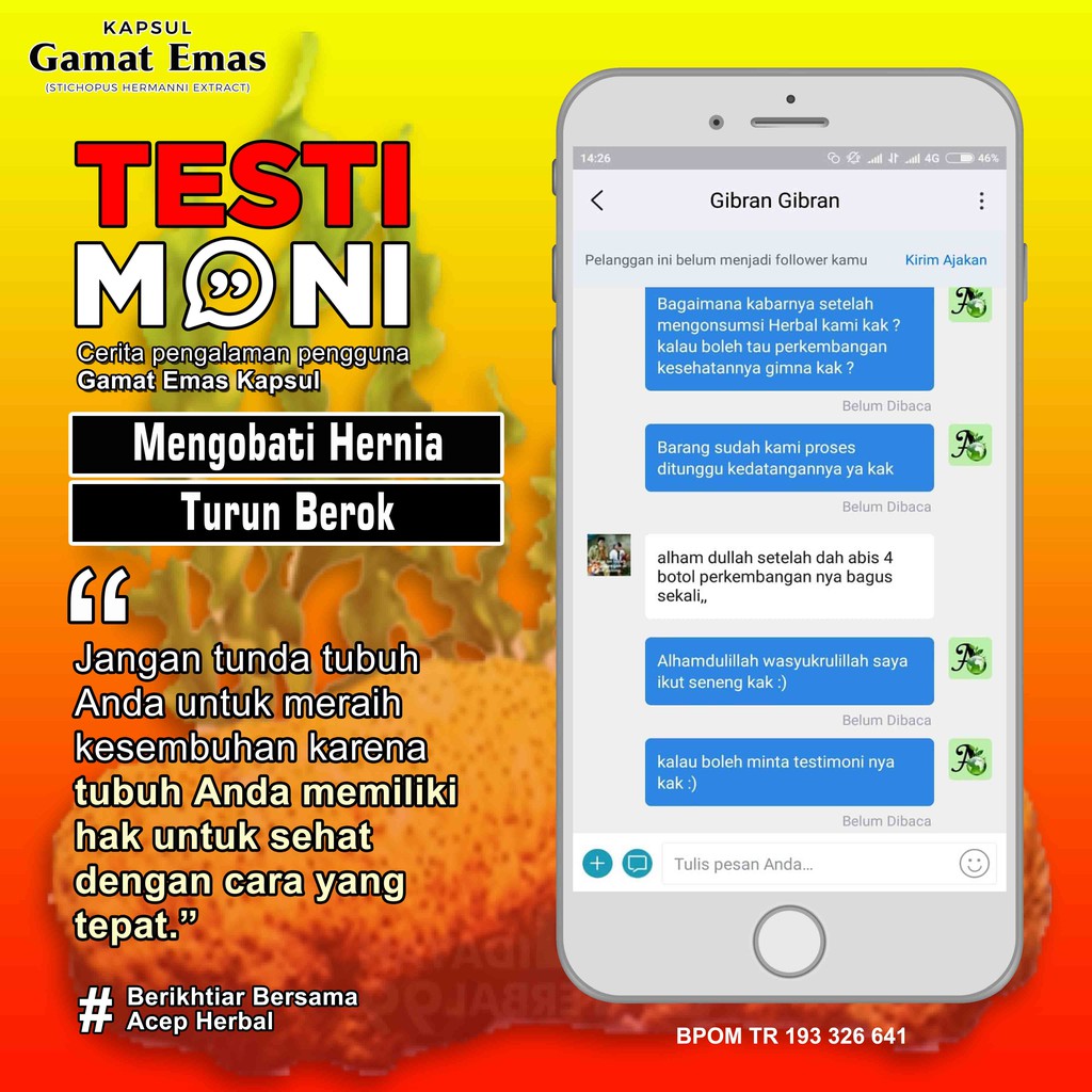 Obat Hernia Turun Bero Berok Burut Hidrokel Varikokel Nyeri Jakar Testis Bengkak Buah Zakar Besar Sebelah Gede Linu Kanker Prostat Epididmitis Air Mani Encer Pengental Sperma Penyubur Atasi Ejakulasi Dini Anti Loyo GAMAT EMAS KAPSUL ASLI PALING ORIGINAL-3