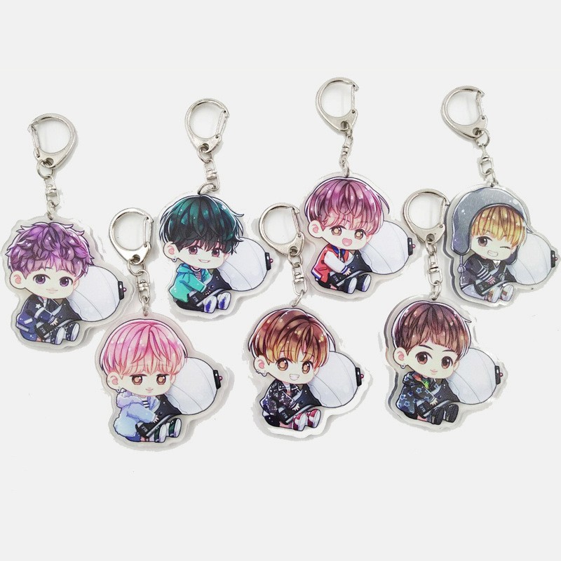 [Bayar Di Tempat]Cute Kpop BTS Bangtan Boys Acrylic Keychain Keyring gantungan kunci