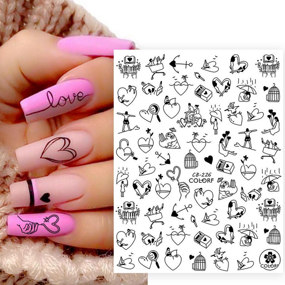 Solighter Stiker Kuku DIY Manicure Line Geometric 3D Black