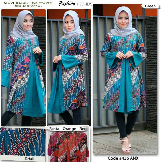 Tunik Batik Stretch/ Tunik Lengan Panjang/ Tunik Muslimah