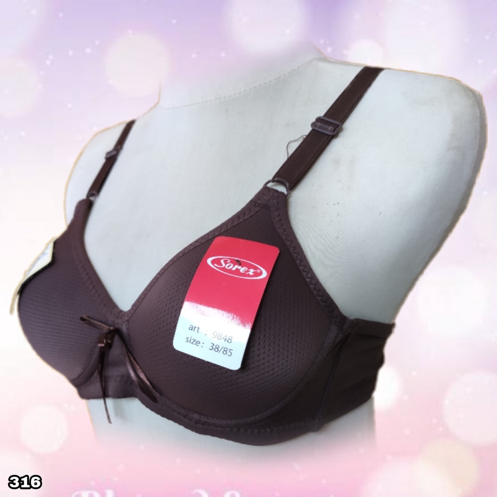 K316 - BRA/BH WANITA SOREX BUSA TIPIS TANPA KAWAT CUP KECIL 34A - 40A  DUA PENGAIT
