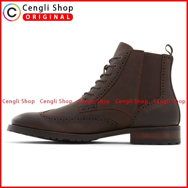 SEPATU BOOT PRIA ALDO ORIGINAL KULIT ASLI BRANDED COKLAT ALM02