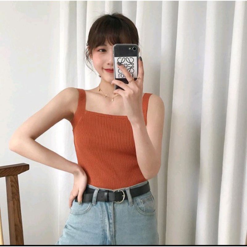 Tank Top Rajut Wanita | Korean Knit Tank Top | Tank Top Wanita Square Neck | Style Korea | Tank Top-2