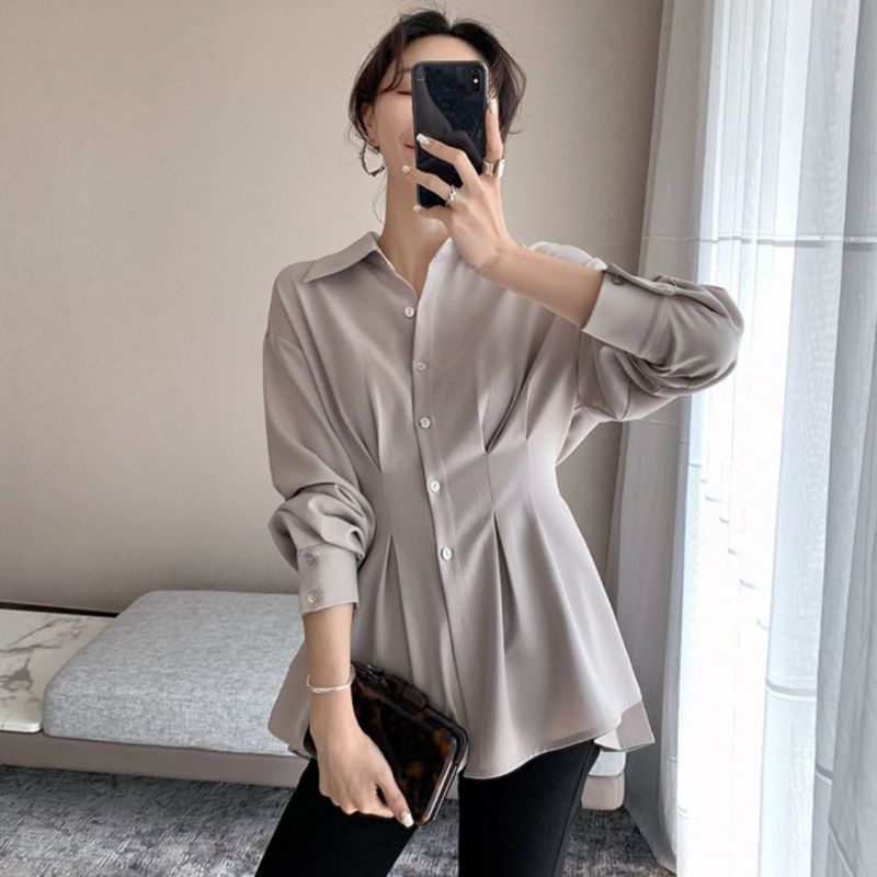 MDLV ~ 8851# Vivian Adjustable Waist Shirt Blouse Korea Blouse Premium Import Fashion Import