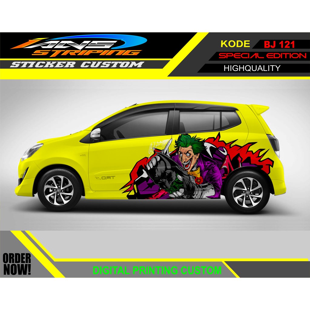 STICKER MOBIL AGYA AYLA JOKER / STICKER HONDA JAZZ / STICKER DECAL MOBIL JAZZ / DECAL STICKER MOBIL