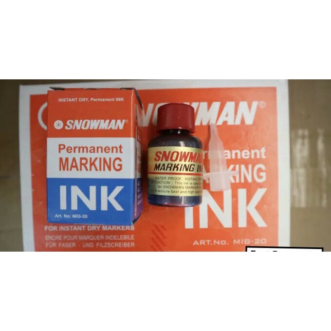 

ISI TINTA REFFIL SPIDOL RED ( MERAH) PERMANENT SNOWMAN GROSIR TERMURAH HEMAT