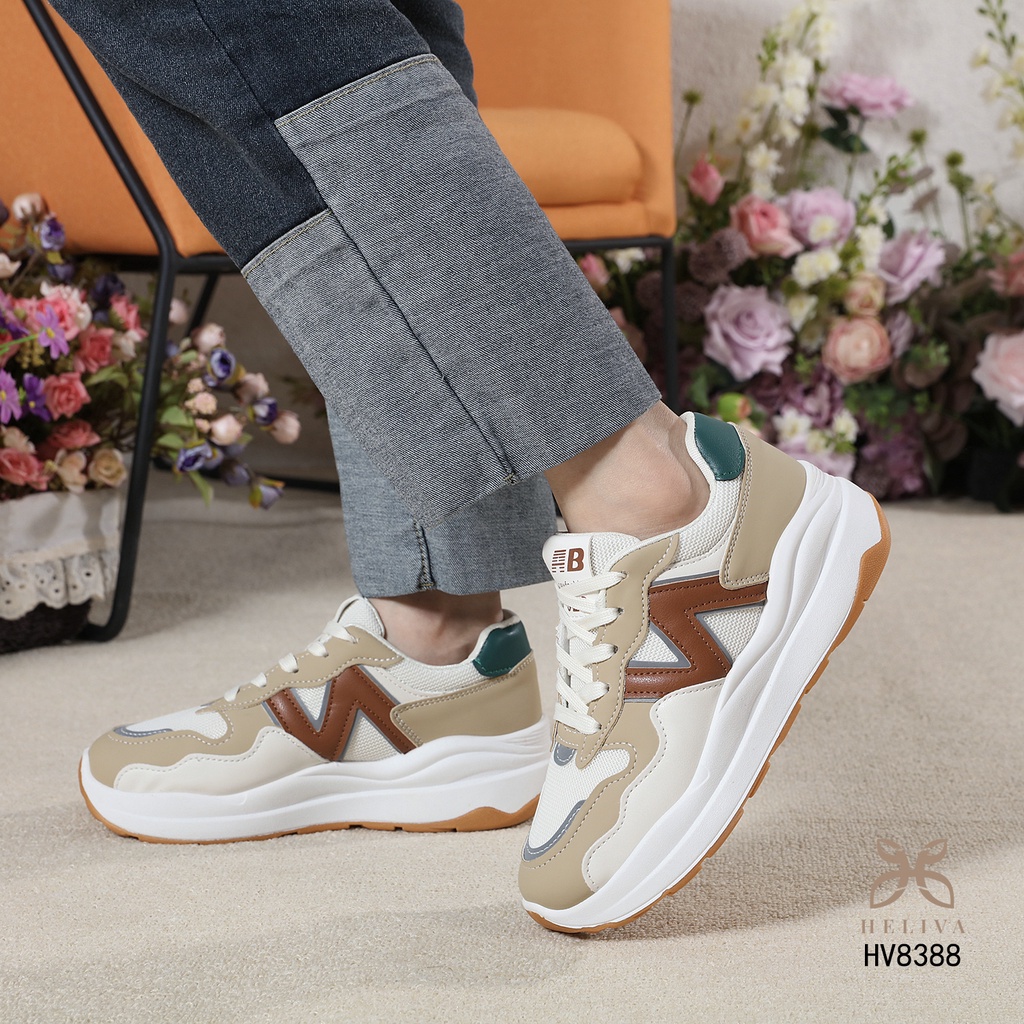 HELIVA KARA Sneaker Shoes Tali Anti Slip Sol 4,5cm Bahan Kulit HV8388 Original Brand