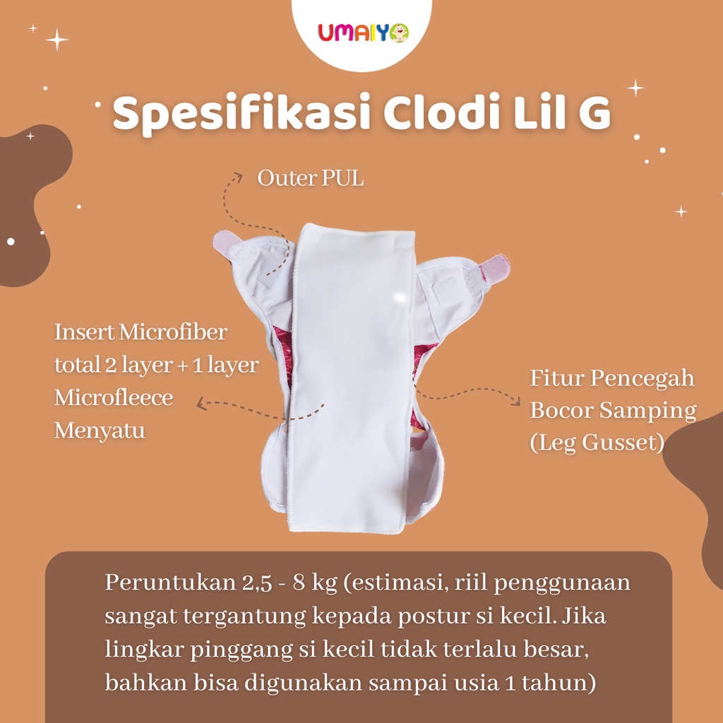 GG LIL G Clodi Newborn Popok Kain Bayi Baru Lahir type Coveria 1 insert microfiber SNI