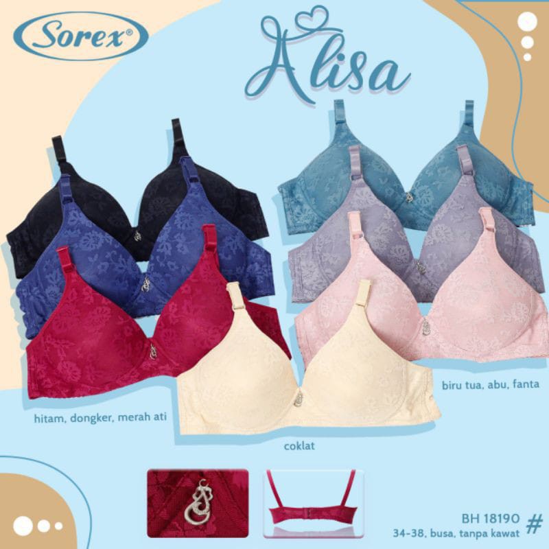 BH Bra Sorex Tanpa Kawat Kait 2 Busa Tipis Cup Sedang Alisa Art 18190