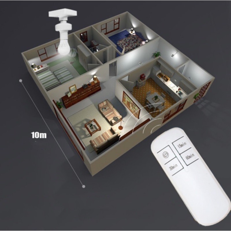 Fiting Lampu Remote Control E27 - Fitting Lampu Bohlam E27 Remot Control -