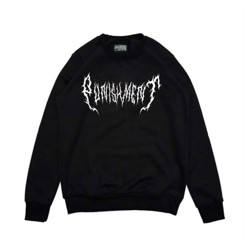 Sweater hitam metal Punishment / Sweater Pria dan wanita Crewneck Simpel Terbaru