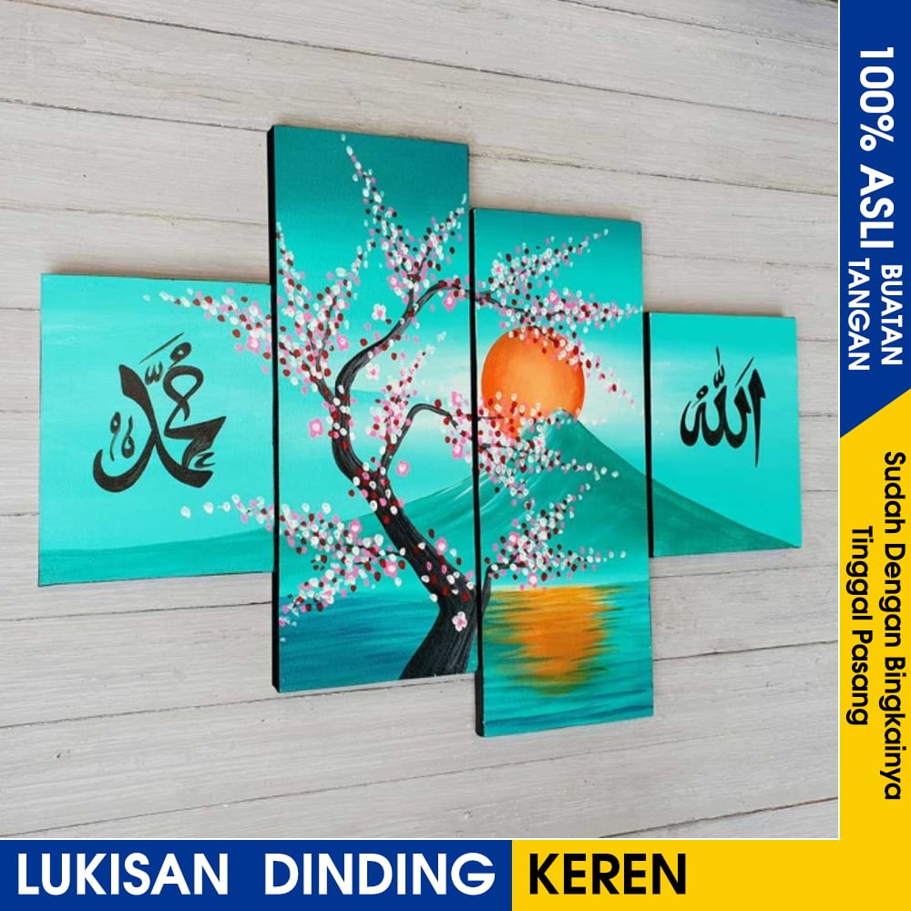 DEKORASI DINDING LUKISAN KALIGRAFI BUNGA SAKURA Lukisan Pemandangan Terasering Ubud Bali Kualitas Pr