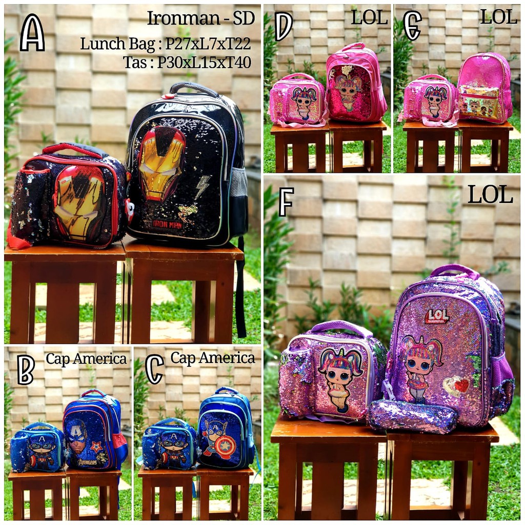 TAS RANSEL ANAK SD LAKI LAKI PEREMPUAN / TAS BEKAL LUNCH BAG / TAS SEKOLAH ANAK SD KARAKTER / A175