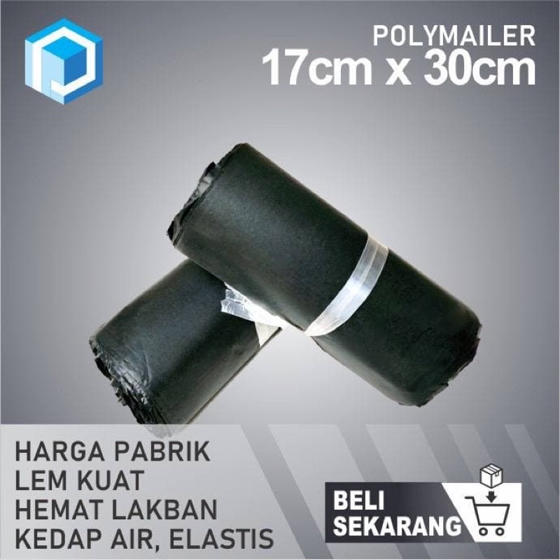 Polymailer uk 17x30 (100pcs) Plastik amplop Packing Lem Silver, Plastik