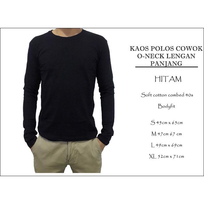 HOT DEAL KAOS POLOS LENGAN PANJANG COWOK HITAM