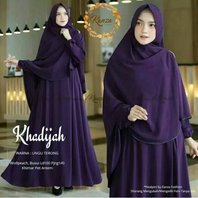 dress syar'i set gamis+hijab wanita khadijah