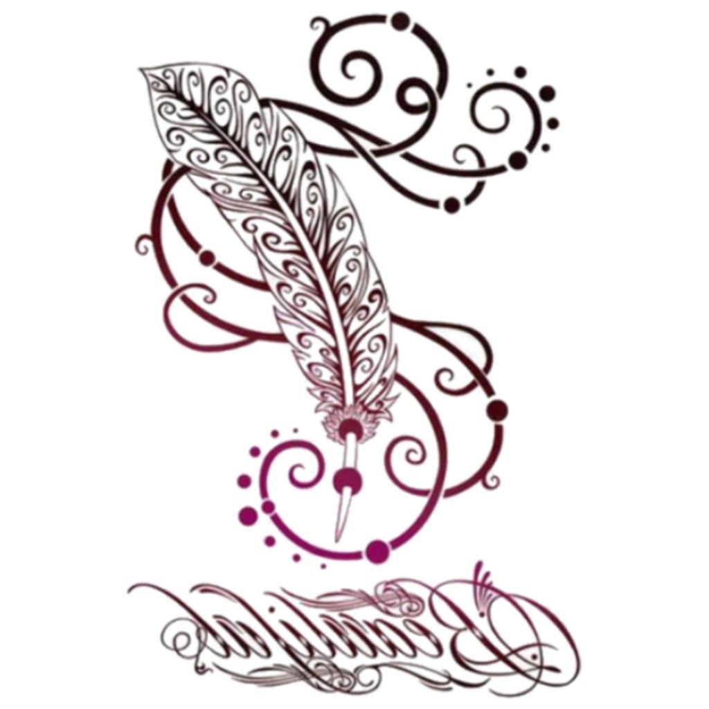 LC845 Latest Big Feather Temporary Body Tattoo Stickers New Designs A5 Sheet Tatto