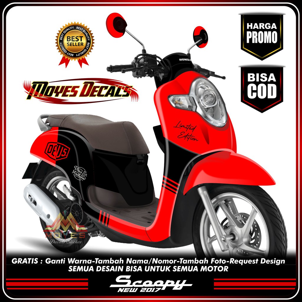decal stiker scoopy fullbody Deus merah-dekal scoopy New Fi 2017 2018 2019 2020 Deus Merah fullbody