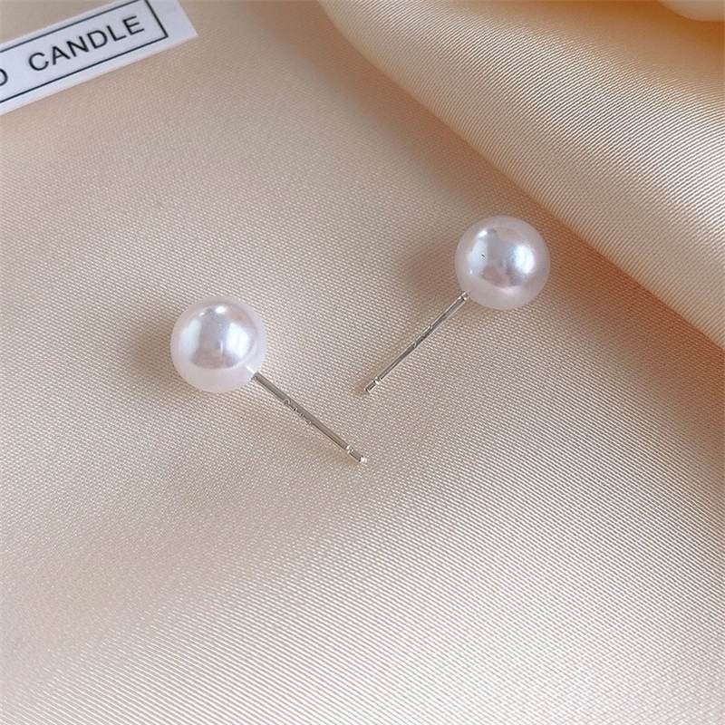 Anting 925 Silver Hias Mutiara Ukuran 6mm Untuk Perempuan