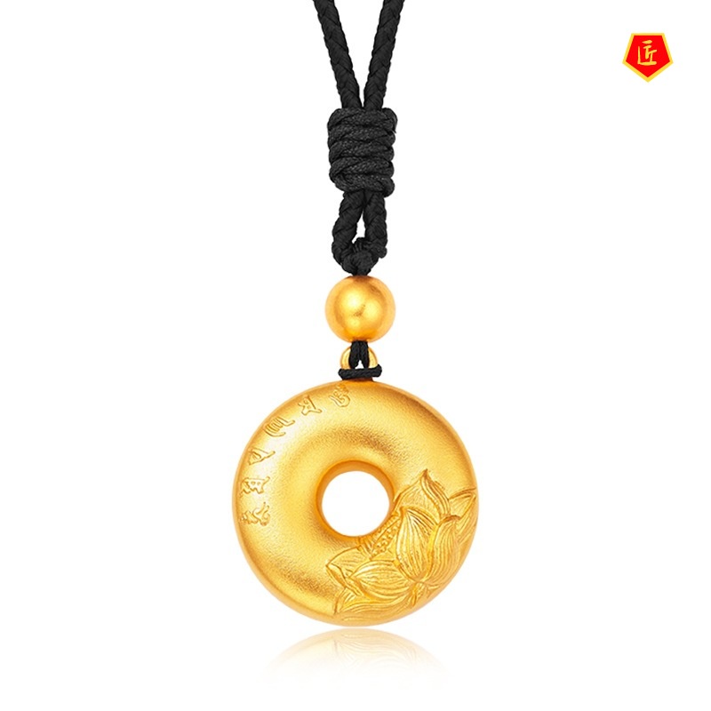 [Ready Stock]Ancient Rhyme Gold Six Words Mantra Lotus Safety Buckle Pendant