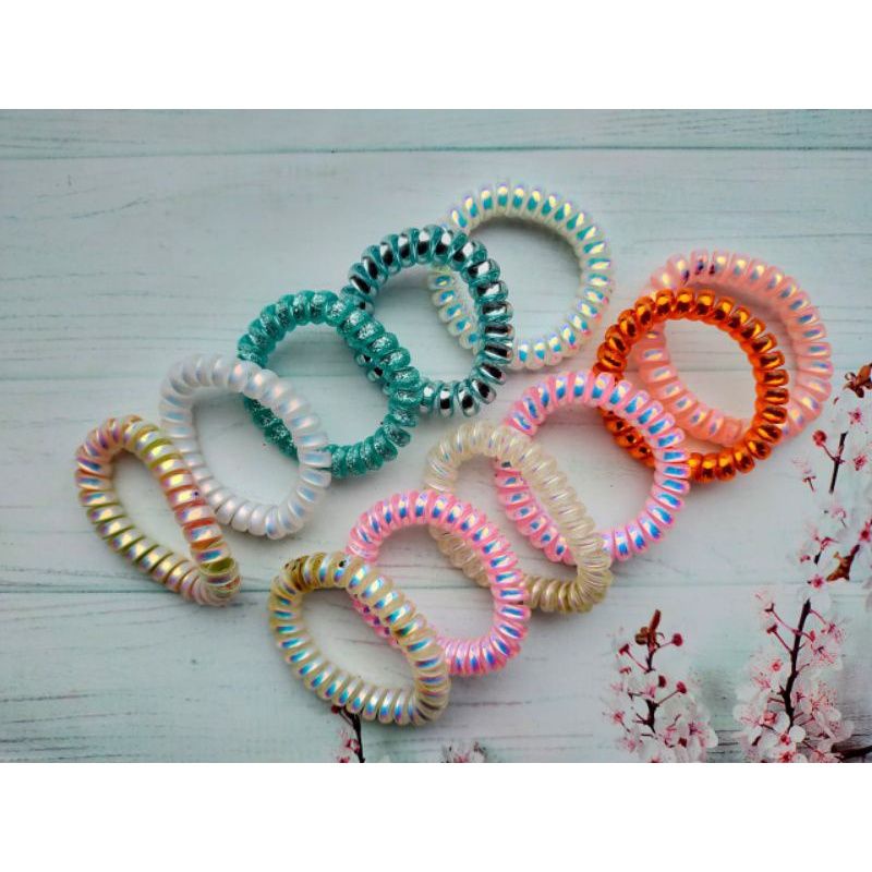 1 pcs ikat rambut spiral besar warna doff