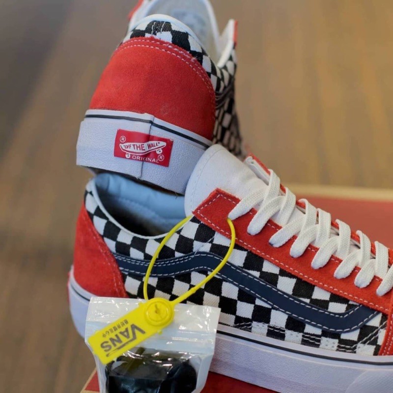 orange checkered vans old skool