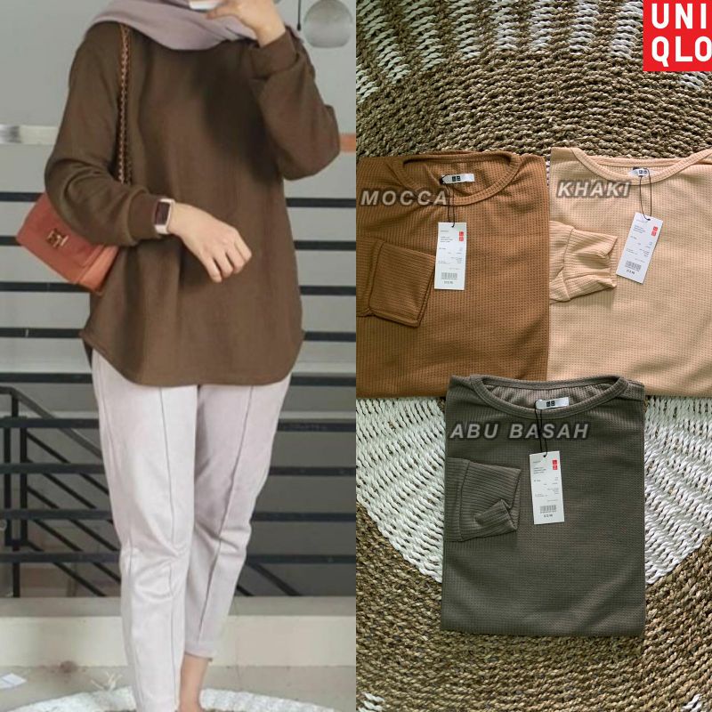 Atasan Uniqlo Bahan Waffle Allsize